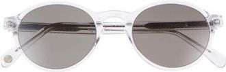 Eyebobs Board Stiff 49mm Round Polarized Sunglasses in Crystal Clear /Polarized Grey at Nordstrom