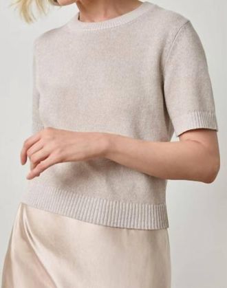 Lilla P Short Sleeve Sparkle Sweater In Mist Sparkle