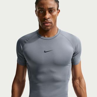 Nike Mens Nike Pro Dri-FIT Tight Short-Sleeve Fitness Top in Grey | FB7932-084