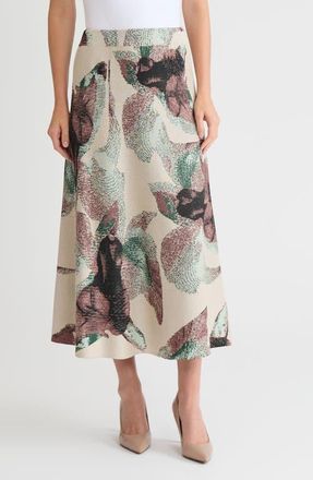 Misook Abstract A-Line Jacquard Soft Knit Maxi Skirt in Dark Ivy/midnight Umber at Nordstrom, Size Xx-Large