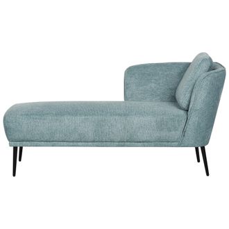 Beliani Chaise Longue Estilo Retro Con Coj&iacute;n Muebles De Sala De Estar De Tela Azul Derecho Artheze