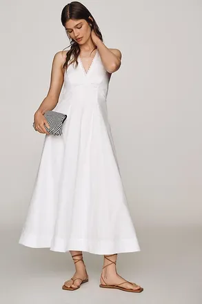 Maeve 100% Cotton Halter Midi Dress