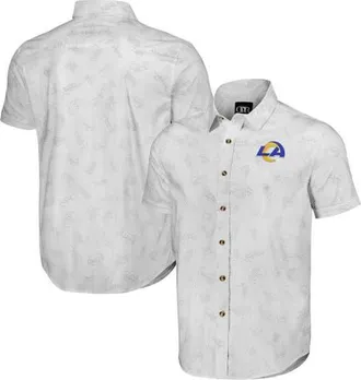 NFL Mens NFL x Darius Rucker Collection by Fanatics White Los Angeles Rams Woven Short Sleeve Button Up Shirt at Nordstrom, Size Small