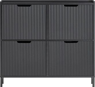 SoBuy SoBuy Mobiletto portascarpe scarpiera mobile ingresso salvaspazio Regolabili Nero 100x19x91cm 4 ante FSR177-L-SCH