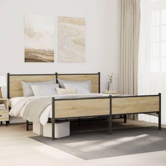 Berkfield Home Metal Bed Frame without Mattress Sonoma Oak 200x200 cm in Brown