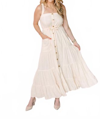 Lovestitch Boho Linen Maxi Dress In Cream