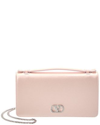 Valentino Vlogo Signature Satin Wallet On Chain