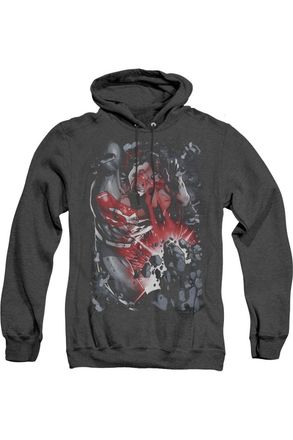 Gildan Superman Heat Blast Adult Heather Hoodie / Hooded Sweatshirt