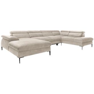 Vente-Unique Pascal Morabito - Divano letto panoramico in Velluto Beige - Angolo a sinistra - sepina di