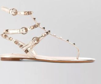 Valentino Garavani rockstud leather cage flat thong sandals