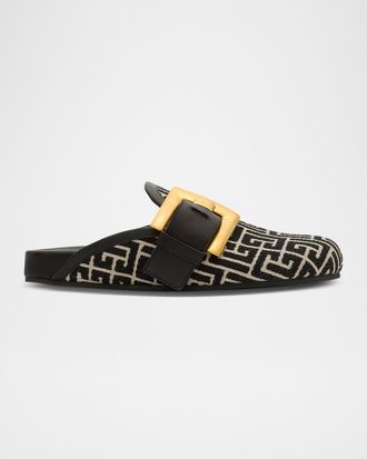 Balmain Anthem Monogram Jacquard Mules