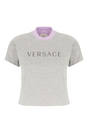 Versace Light Grey Logo Crew Neck T-Shirt
