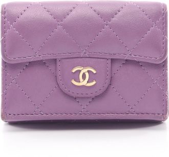 Chanel Purple Leather Wallet (Tri-Fold) (Pre-Owned)