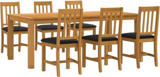 vidaXL Conjunto De Comedor 7 Uds. Negro Madera De Roble S&oacute;lido Vidaxl