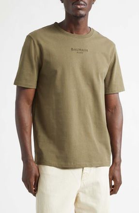 Balmain Paris Embroidered Logo T-Shirt in Uiv Khaki/Multi at Nordstrom, Size Xx-Large