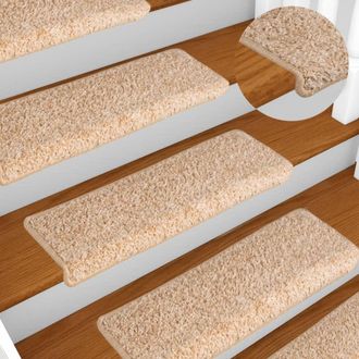 Berkfield Home Carpet Stair Treads 15 pcs 65x21x4 cm Gold | Size: Medium