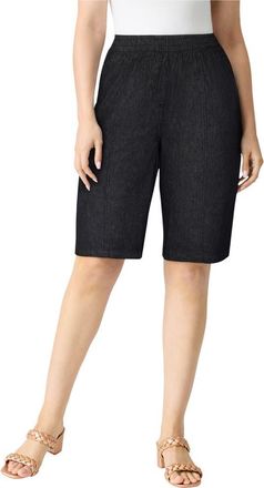 Roaman's Plus Size Easy-Wear Bermuda Short in Black Denim at Nordstrom, Size 16