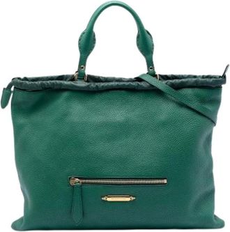 Burberry Pre-owned Tote Bags, female, Green, Size: ONE SIZE Pre-owned Leather Tote