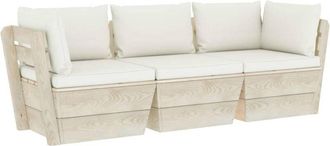 vidaXL Paletas De Sof&aacute; 3 Lugares Para Jard&iacute;n Con Almohadillas