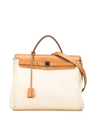 Herm&egrave;s 2019 Toile Herbag Zip 31 satchel - women - Canvas/Calf Leather - One Size - Brown