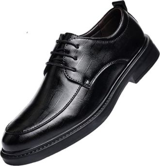 Generic Mens Shoes Round Toe Breathable Soft Sole Dress Shoes Business Formal and Casual Comfort British Style Office Work Footwear(Black,10.5)