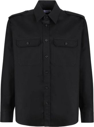 Alexander McQueen Zwarte militaire overhemd met klepzakken - Heren - Casual Overhemden - Zwart - M - Katoen - Overhemden
