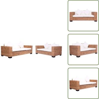 vidaXL The Living Store Set di Divani da Giardino con Cuscini 2 pz in Rattan Naturale - Divano in rattan