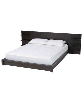 Baxton Studio Elina Modern Wood Queen Size Platform Bed With Built-In Shelves