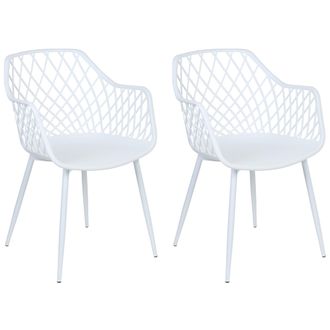 Beliani Beliani - Conjunto De 2 Sillas De Comedor Blancas Sint&eacute;tico Respaldo Red Nashua Ii