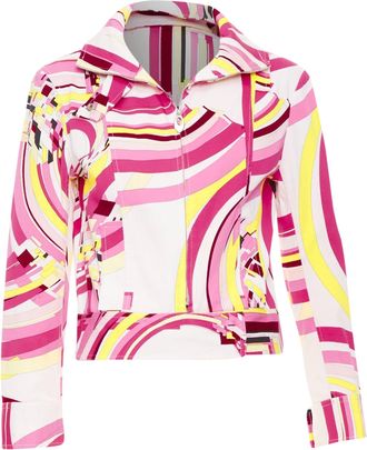 Pucci Emilio Pucci Pink Psychedelic Swirl Graphic Zip Crop Jacket