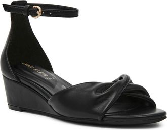 Anne Klein Whitby Ankle Strap Slide Sandal in Black Smooth at Nordstrom, Size 6.5