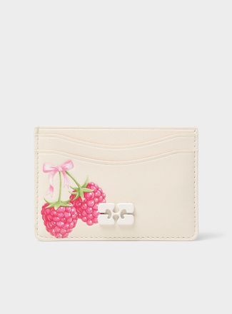 Ganni Womens Bou raspberries card holder