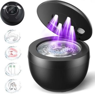 No Brand Para Retenedores Dentales: C&aacute;psula De Limpieza Dental De 45 Khz Con 4 Modos Y Temporizador Digital, Capacidad De 200 Ml, Compatible Con Dentaduras Pos