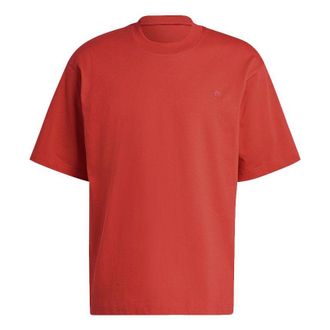 adidas Mens adidas originals C Tee Solid Color Small Label Loose Sports Short Sleeve Wine Red T-Shirt HC8589