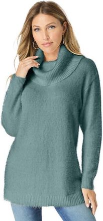 Roaman's Eyelash Cowl Neck Sweater in Cool Sage at Nordstrom, Size 12