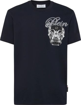Philipp Plein Ronde Hals T-Shirt Glass Skull - Heren - T-shirts - Blauw - 3XL - Katoen - Tops