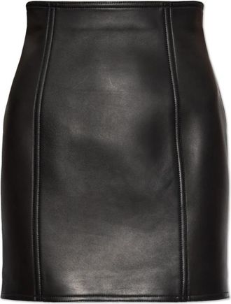 Balmain Korte rok van lamsleer - Dames - Leren & Su&egrave;de rokken - Zwart - M - Leer - Rokken