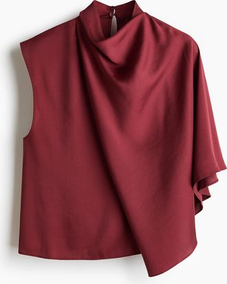 H&M Drapierte Satinbluse - Red
