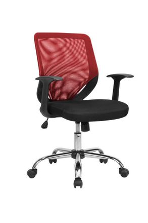 Serena Serena - Silla De Oficina Albany, Silla Ejecutiva De Malla Con Reposabrazos, Asiento De Oficina Ergon&oacute;mico, Cm 60x54h90/98, Negro Y Rojo