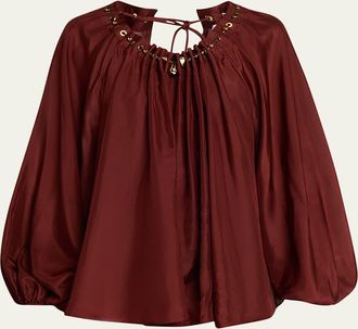 Zimmermann Aster Gathered Bead Blouse
