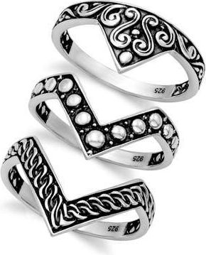 Samuel B. Sterling Silver Triple Chevron Ring Set at Nordstrom Rack, Size 7