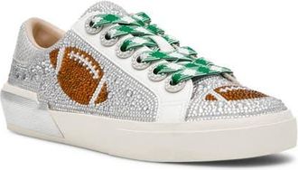 Betsey Johnson Archy Crystal Embellished Football Sneaker in Silver Football at Nordstrom, Size 9.5