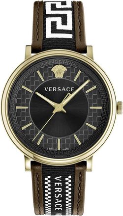 Versace V-Circle Greca Edition Horloge - Heren - Horloges - Geel - ONE Size - Accessoires