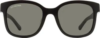 Balenciaga BB0076SK Alternative Fit Square Sunglasses - Black