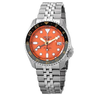Seiko 5 Sports GMT Automatic Orange Dial Mens Watch SSK005K1