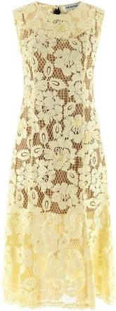 Self Portrait Crochet Lace Midi Jurk - Dames - Casual kleedjes - Geel - M - Polyester - Kleedjes