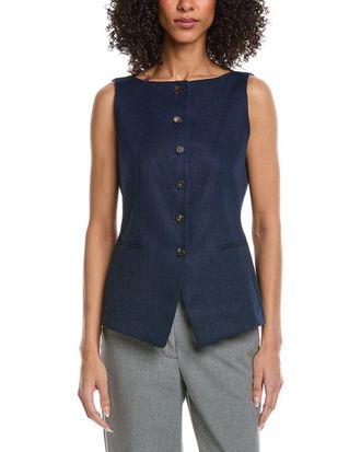 Lafayette 148 New York Cutaway Linen Vest