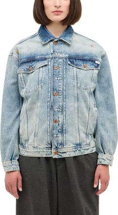 Mustang Outdoorjacke MUSTANG Damen Style Arcata Boyfriend Jacket, Damen, Gr. S, hellblau, Denim/Jeans, 100% Baumwolle, unifarben, loose fit, Jacken Outdoorjac