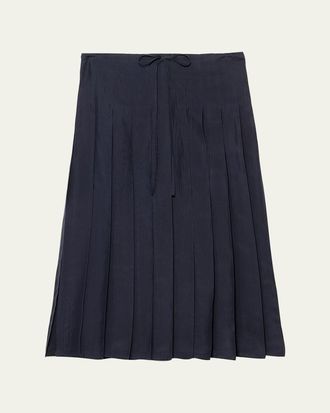 Prada Silk Pleated Midi Skirt