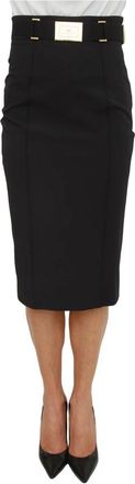 Elisabetta Franchi Belted Pencil Midi Rok - Dames - Kokerrokken - Zwart - L - Rokken